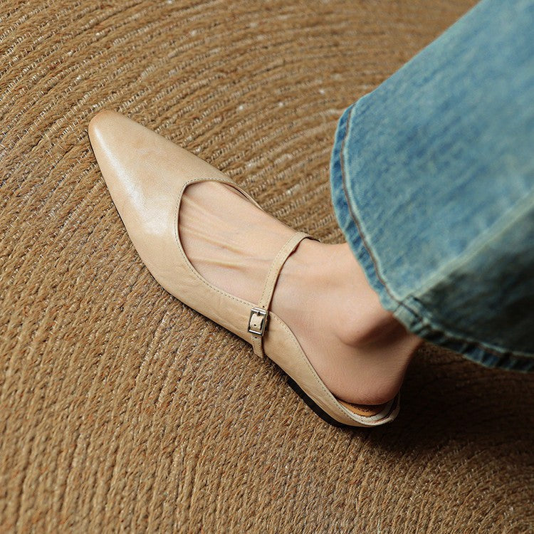 Holly | Damen Leder-Mary-Jane-Mules, spitz zulaufende Komfortschuhe | Nomadnts | Nomadnts