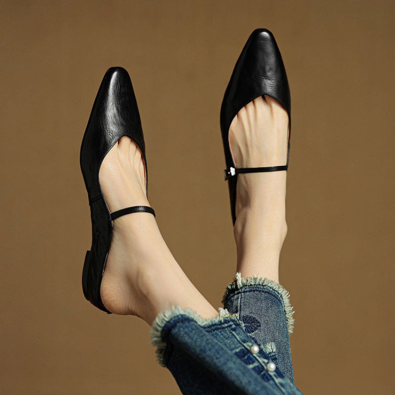 Holly | Damen Leder-Mary-Jane-Mules, spitz zulaufende Komfortschuhe | Nomadnts | Nomadnts