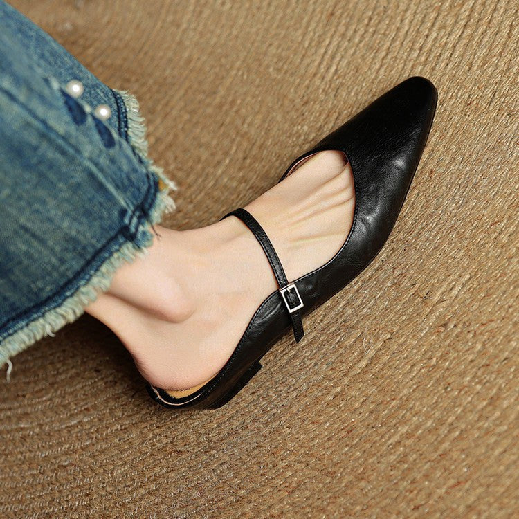 Holly | Damen Leder-Mary-Jane-Mules, spitz zulaufende Komfortschuhe | Nomadnts | Nomadnts
