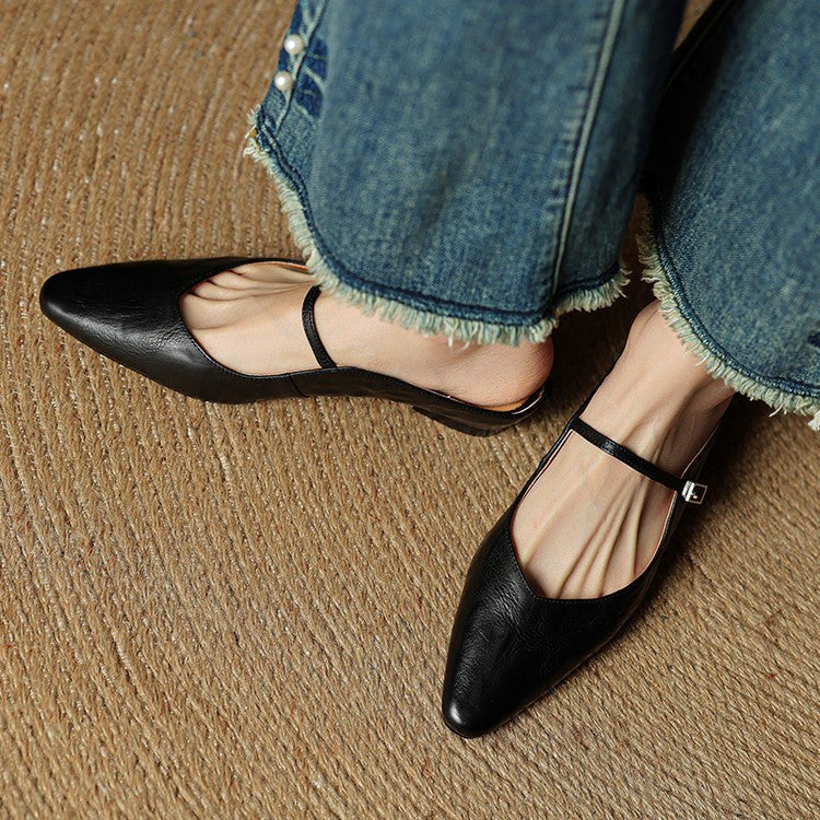 Holly | Damen Leder-Mary-Jane-Mules, spitz zulaufende Komfortschuhe | Nomadnts | Nomadnts