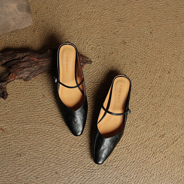 Holly | Damen Leder-Mary-Jane-Mules, spitz zulaufende Komfortschuhe | Nomadnts | Nomadnts