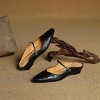Holly | Damen Leder-Mary-Jane-Mules, spitz zulaufende Komfortschuhe | Nomadnts | Nomadnts