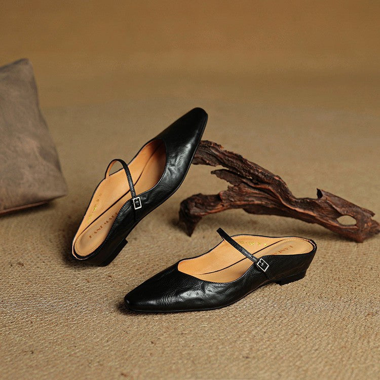 Holly | Damen Leder-Mary-Jane-Mules, spitz zulaufende Komfortschuhe | Nomadnts | Nomadnts