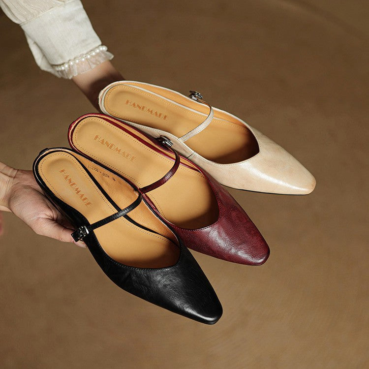 Holly | Damen Leder-Mary-Jane-Mules, spitz zulaufende Komfortschuhe | Nomadnts | Nomadnts