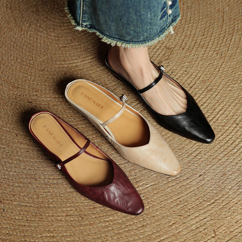 Holly | Damen Leder-Mary-Jane-Mules, spitz zulaufende Komfortschuhe | Nomadnts | Nomadnts
