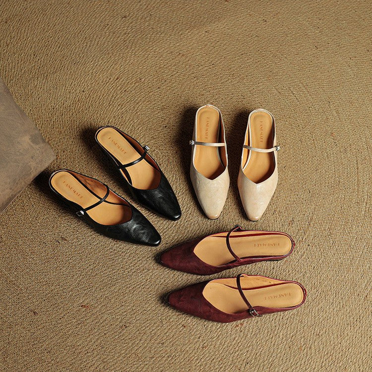 Holly | Damen Leder-Mary-Jane-Mules, spitz zulaufende Komfortschuhe | Nomadnts | Nomadnts