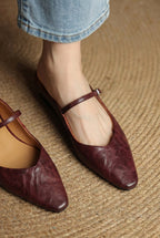Holly | Damen Leder-Mary-Jane-Mules, spitz zulaufende Komfortschuhe | Nomadnts | Nomadnts