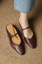 Holly | Damen Leder-Mary-Jane-Mules, spitz zulaufende Komfortschuhe | Nomadnts | Nomadnts