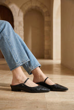 Holly | Damen Leder-Mary-Jane-Mules, spitz zulaufende Komfortschuhe | Nomadnts | Nomadnts