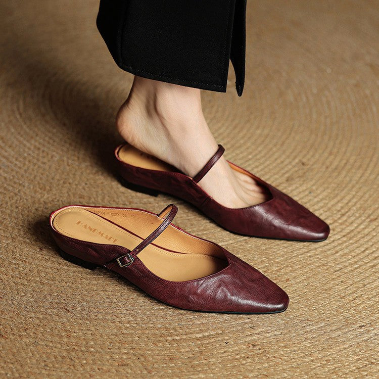 Holly | Damen Leder-Mary-Jane-Mules, spitz zulaufende Komfortschuhe | Nomadnts | Nomadnts