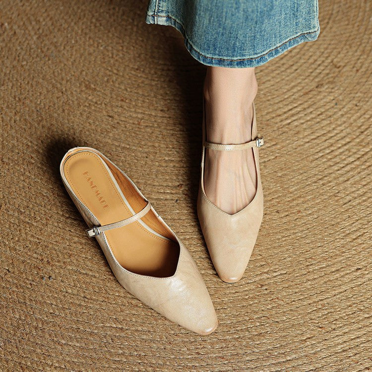 Holly | Damen Leder-Mary-Jane-Mules, spitz zulaufende Komfortschuhe | Nomadnts | Nomadnts