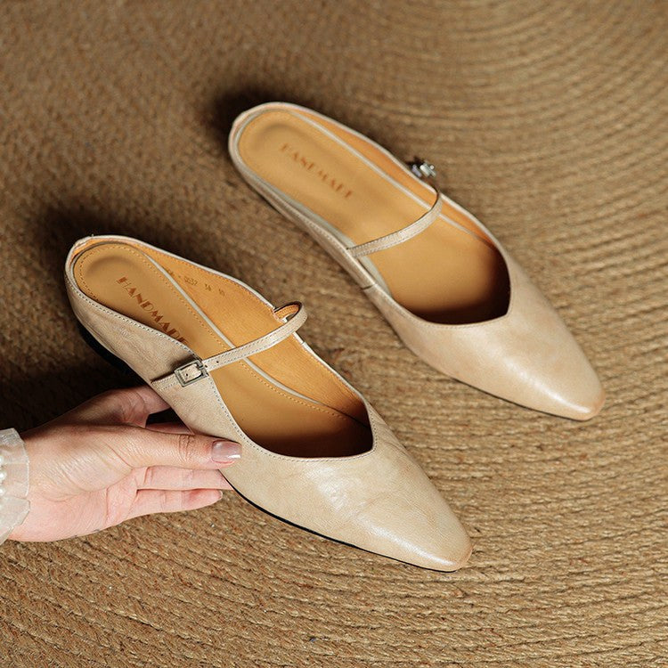 Holly | Damen Leder-Mary-Jane-Mules, spitz zulaufende Komfortschuhe | Nomadnts | Nomadnts