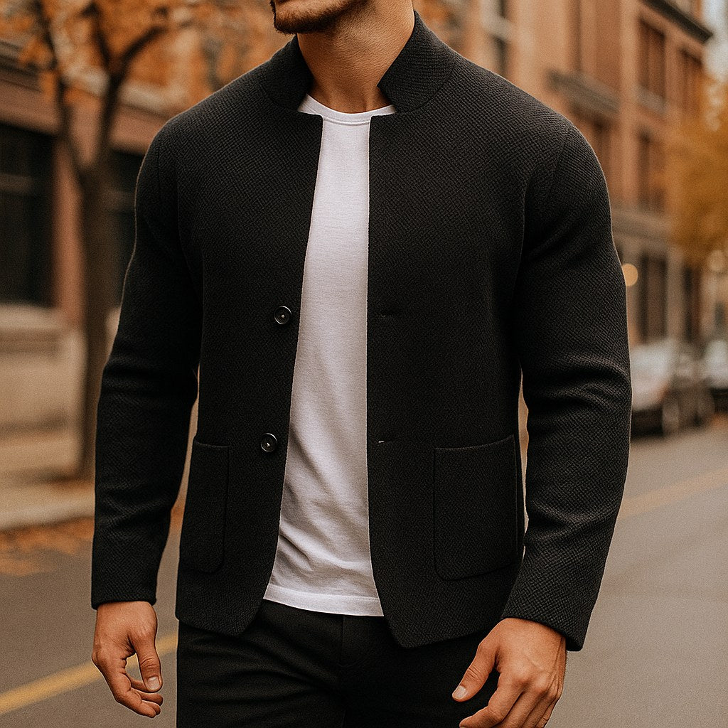 Ingo | Herrenstrickjacke mit strukturiertem Strick, elegante Alltags-Strickjacke | Nomad NTS | Beige