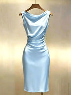 Ingrid | Damen Satinkleid Midi Ärmellos, Elegantes Midikleid | Nomad NTS