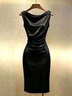 Ingrid | Damen Satinkleid Midi Ärmellos, Elegantes Midikleid | Nomad NTS