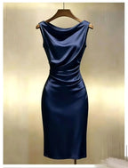Ingrid | Damen Satinkleid Midi Ärmellos, Elegantes Midikleid | Nomad NTS