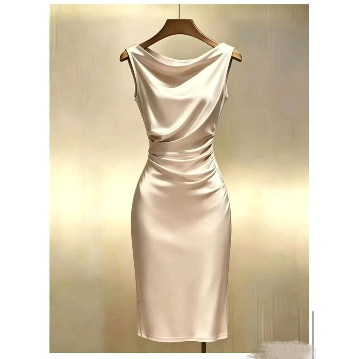 Ingrid | Damen Satinkleid Midi Ärmellos, Elegantes Midikleid | Nomad NTS
