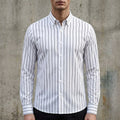 Isaac | Herren gestreiftes Baumwollmix-Button-Up-Hemd, langärmeliges Smart-Casual-Hemd | Nomadnts | Nomadnts