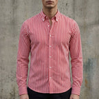 Isaac | Herren gestreiftes Baumwollmix-Button-Up-Hemd, langärmeliges Smart-Casual-Hemd | Nomadnts | Nomadnts