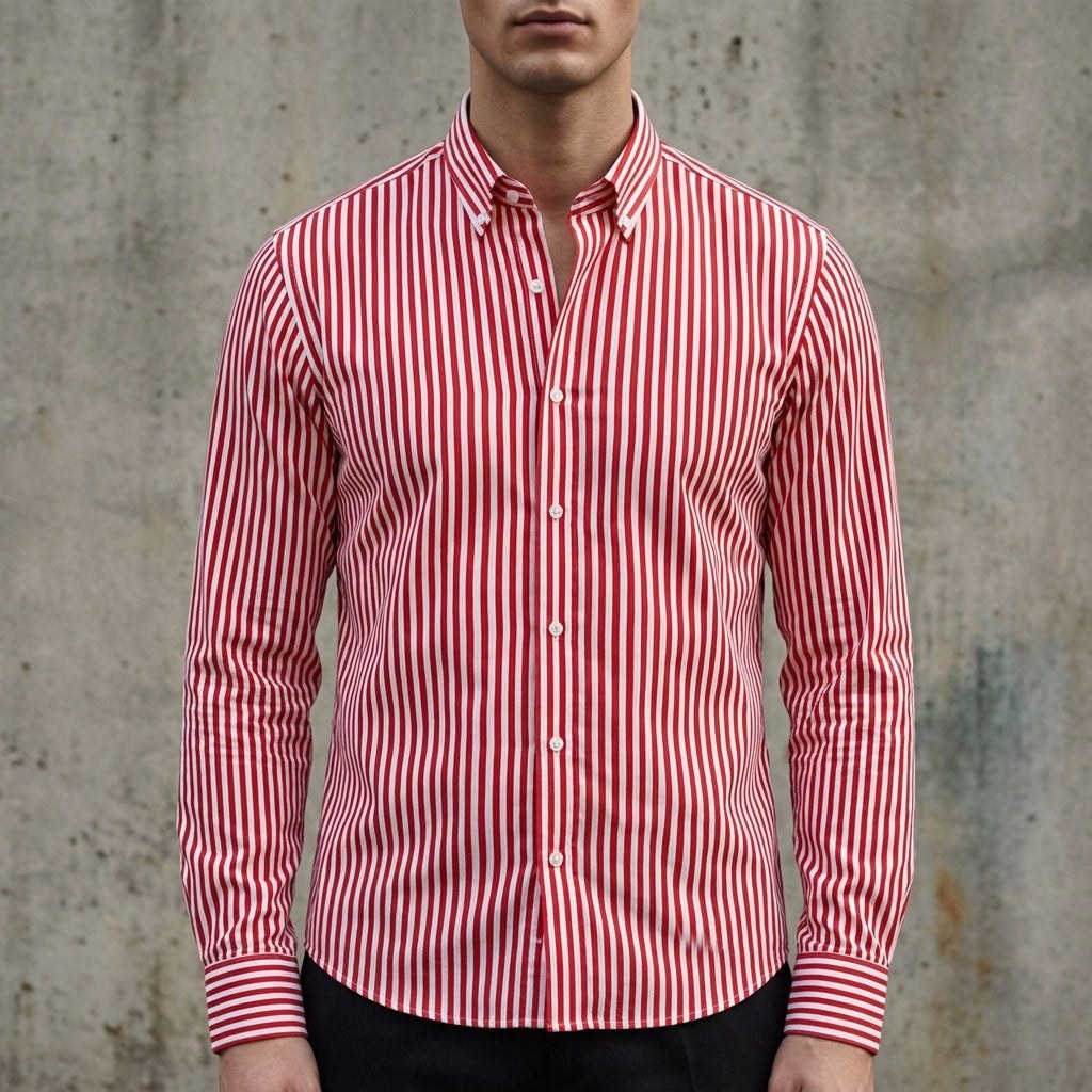 Isaac | Herren gestreiftes Baumwollmix-Button-Up-Hemd, langärmeliges Smart-Casual-Hemd | Nomadnts | Nomadnts