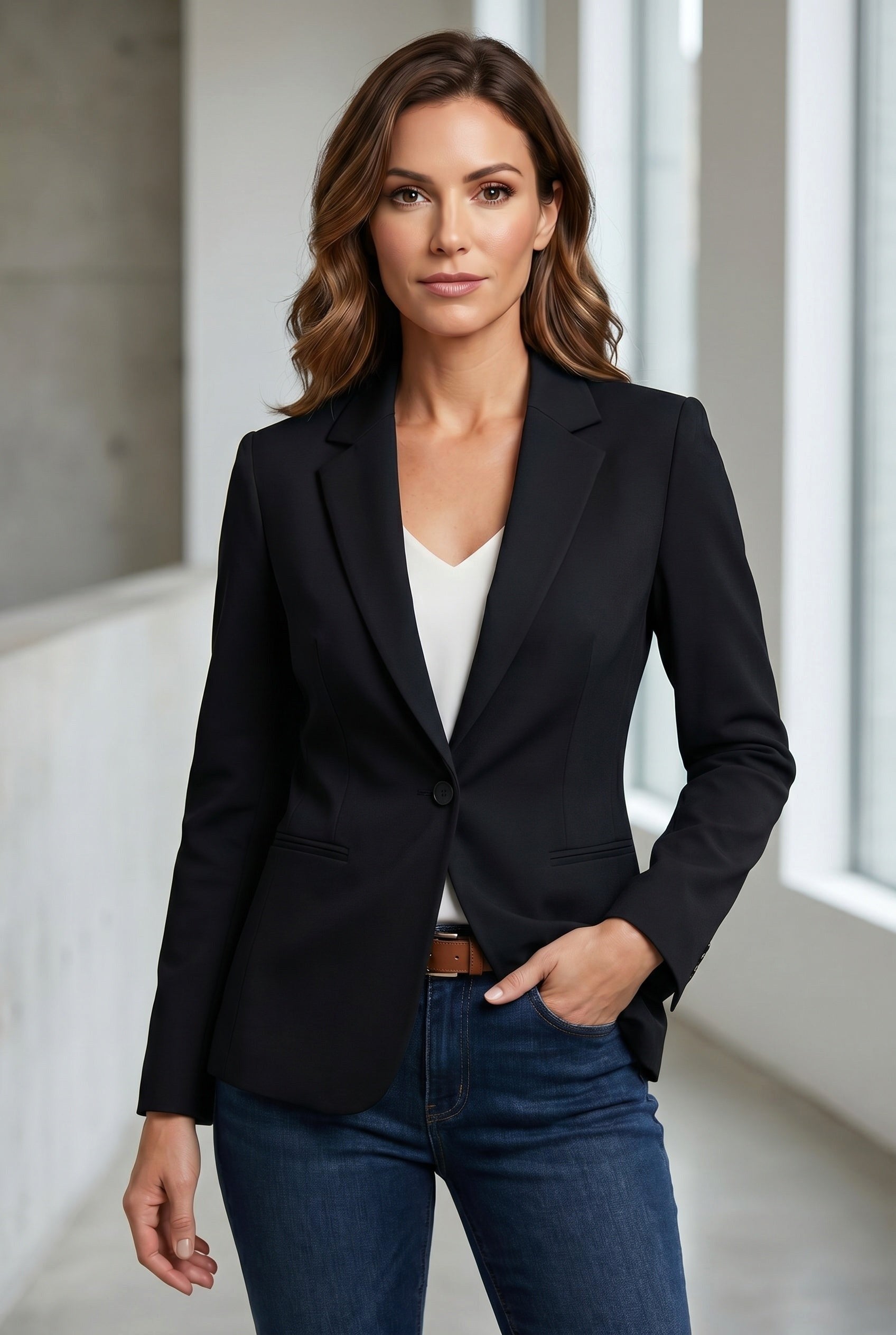 Isaline | Damen tailliert geschnittener Blazer, schmal geschnittener Anzug mit Reverskragen | Nomadnts | Nomadnts