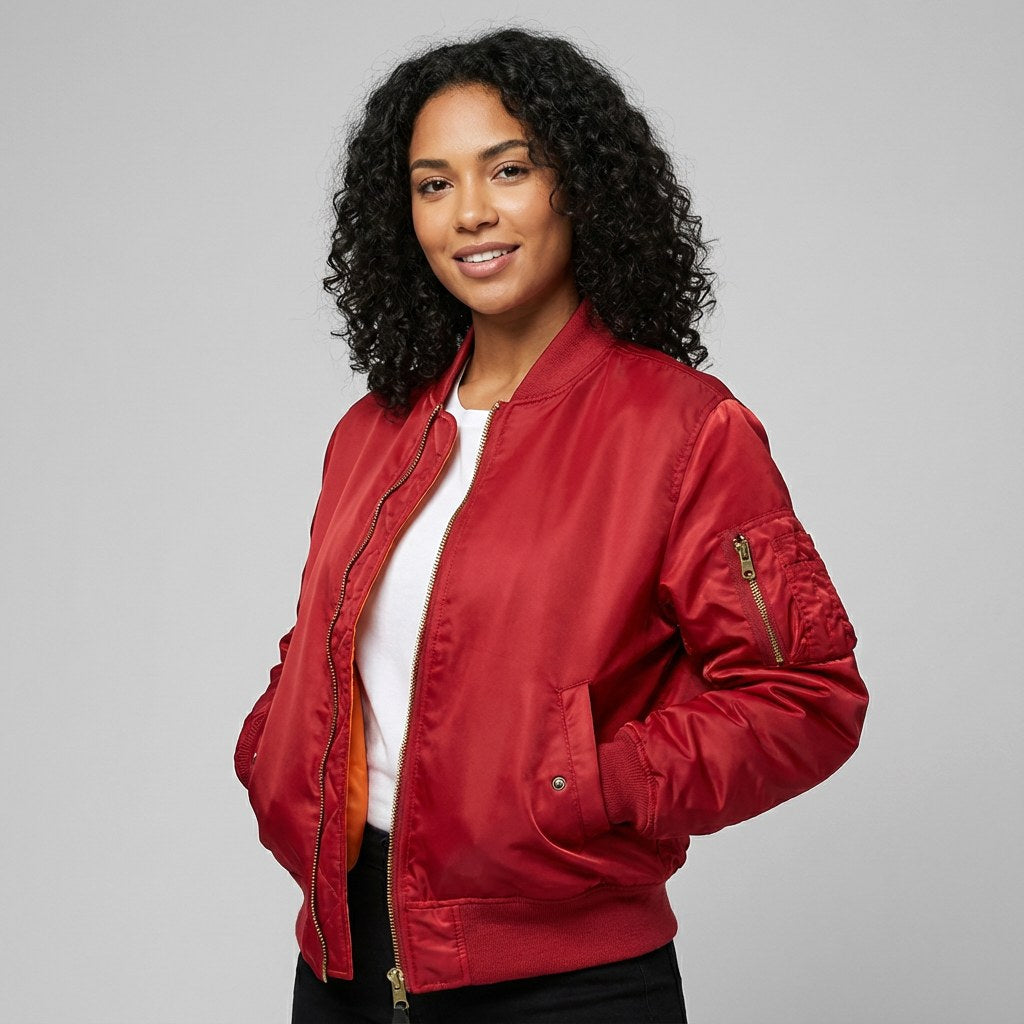 Isla | Damen Utility-Bomberjacke mit Satin-Finish, Herbstjacke | Nomadnts | Rot