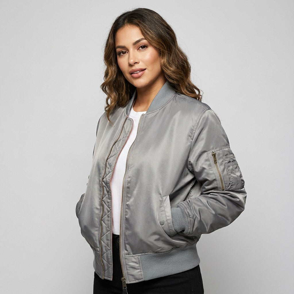 Isla | Damen Utility-Bomberjacke mit Satin-Finish, Herbstjacke | Nomadnts | Weiß