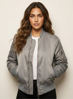 Isla | Damen Utility-Bomberjacke mit Satin-Finish, Herbstjacke | Nomadnts | Grau