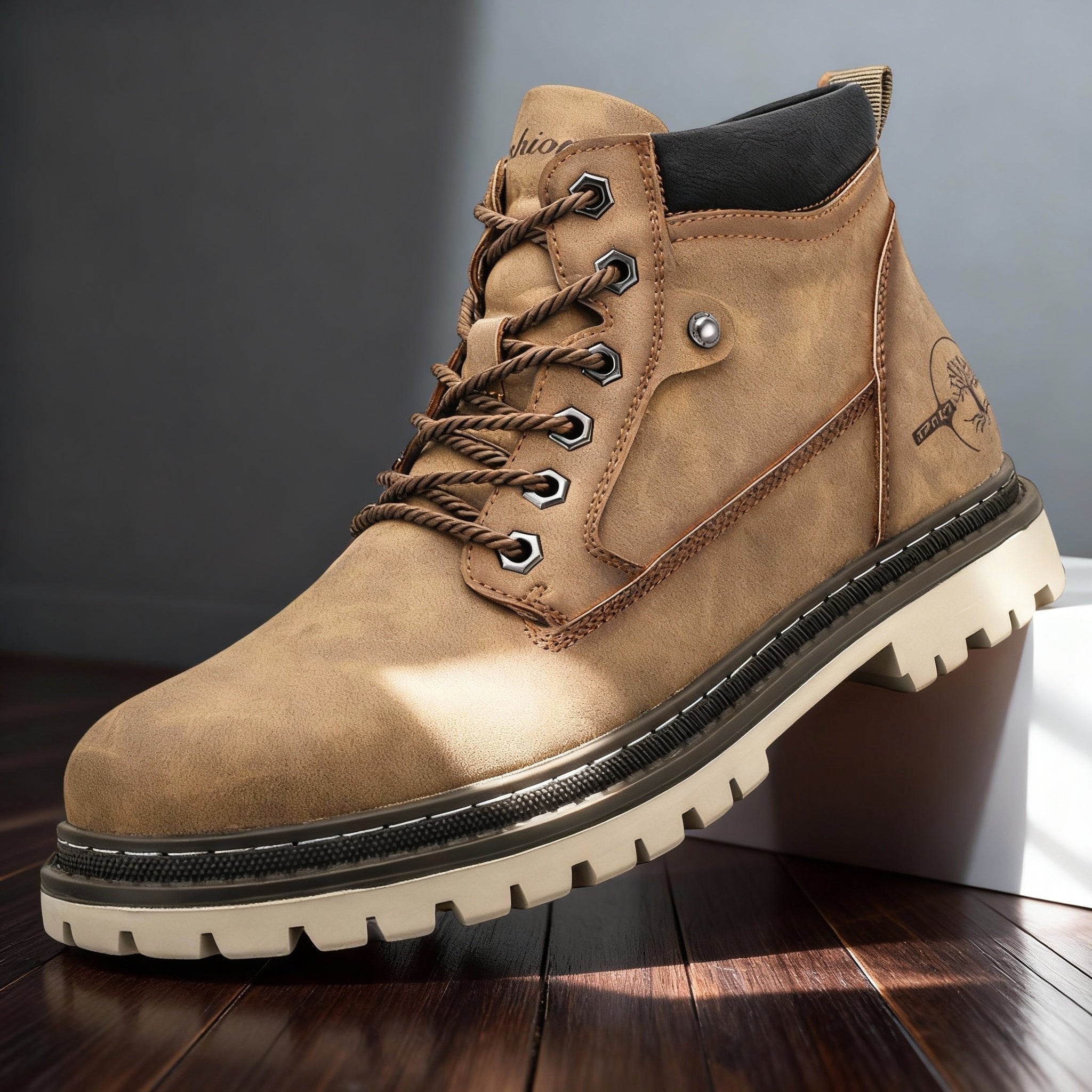 Jack | Herren Leder-Arbeitsstiefel, rutschfeste Schnürstiefel | Nomadnts | Khaki