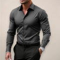 James | Herren langärmeliges elegantes Hemd, tailliert geschnittenes Businesshemd | Nomadnts | Dark Grey