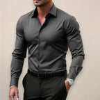 James | Herren langärmeliges elegantes Hemd, tailliert geschnittenes Businesshemd | Nomadnts | Dark Grey