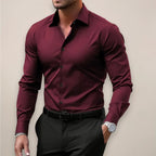 James | Herren langärmeliges elegantes Hemd, tailliert geschnittenes Businesshemd | Nomadnts | Red Wine