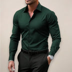 James | Herren langärmeliges elegantes Hemd, tailliert geschnittenes Businesshemd | Nomadnts | Dark Green