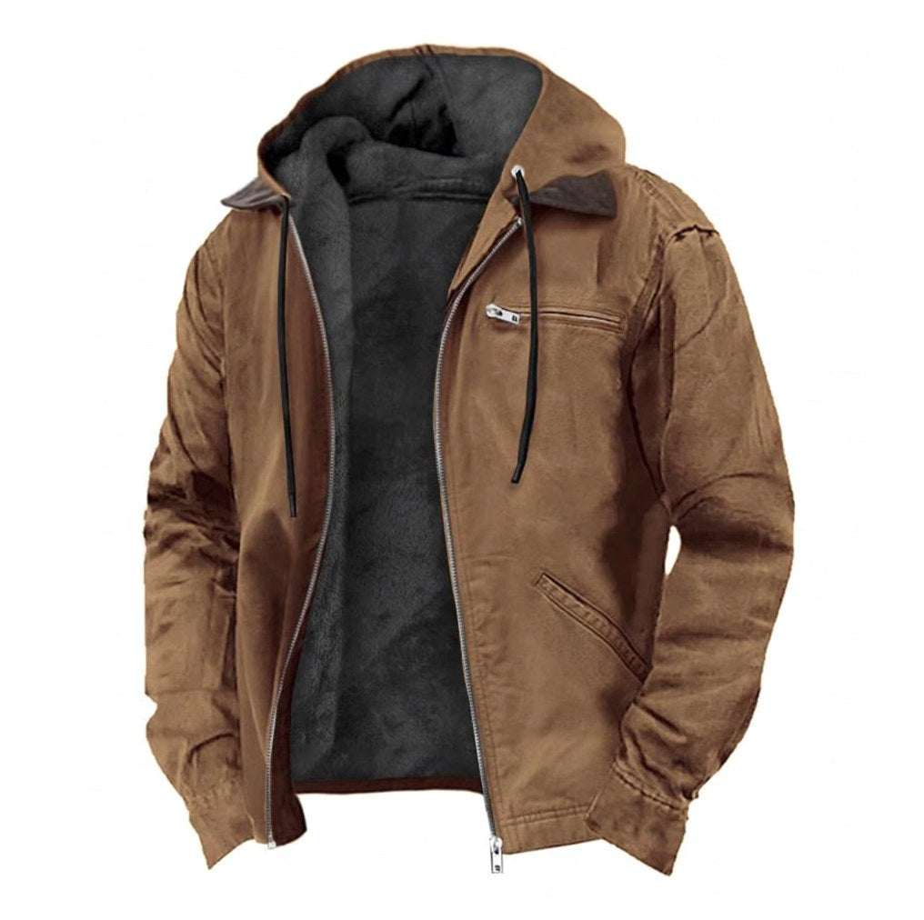 Jamie | Herren Kapuzenjacke mit durchgehendem Reißverschluss, gefütterte Freizeitjacke | Nomadnts | Brown