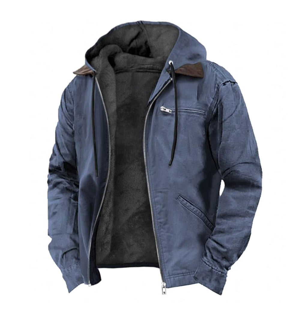 Jamie | Herren Kapuzenjacke mit durchgehendem Reißverschluss, gefütterte Freizeitjacke | Nomadnts | Gray