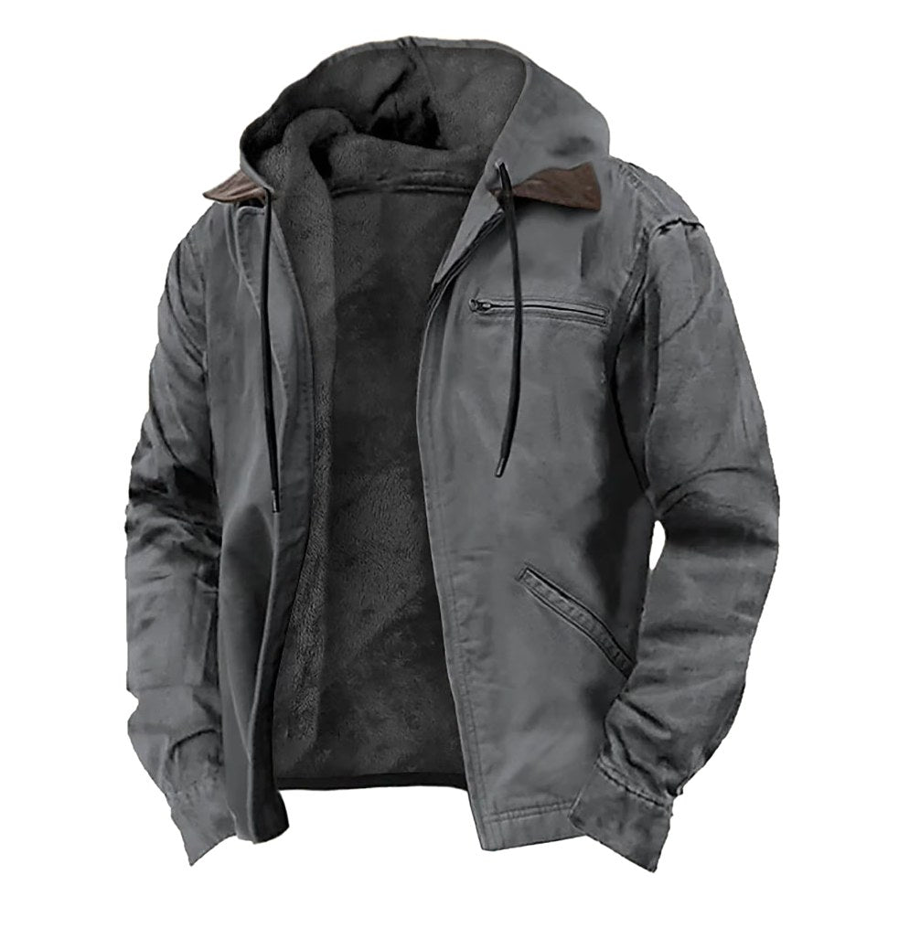 Jamie | Herren Kapuzenjacke mit durchgehendem Reißverschluss, gefütterte Freizeitjacke | Nomadnts | Olive Green