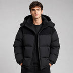 Jared | Herren-Pufferjacke im Oversize-Schnitt, wattierter Wintermantel mit Kapuze | Nomadnts | Schwarz