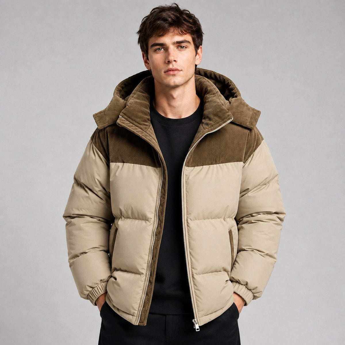 Jared | Herren-Pufferjacke im Oversize-Schnitt, wattierter Wintermantel mit Kapuze | Nomadnts | Himmelblau