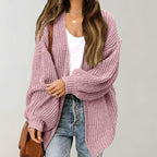Johanna | Damen Oversize Strickjacke mit offener Vorderseite, Lockerer Cardigan zum Überziehen | Nomad NTS | Pink