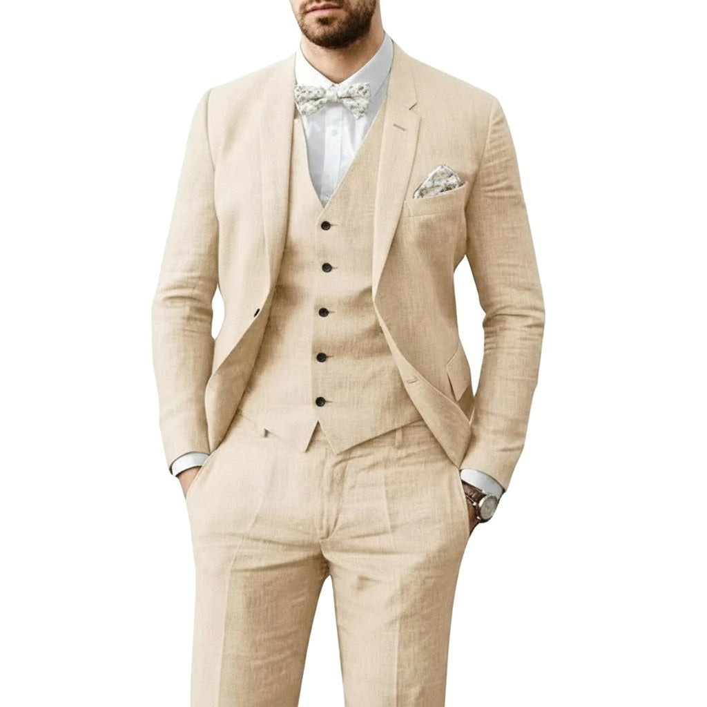 Johannes | Herren Anzug Dreiteiler Royalblau, Hochzeitsanzug | Nomad NTS | Beige