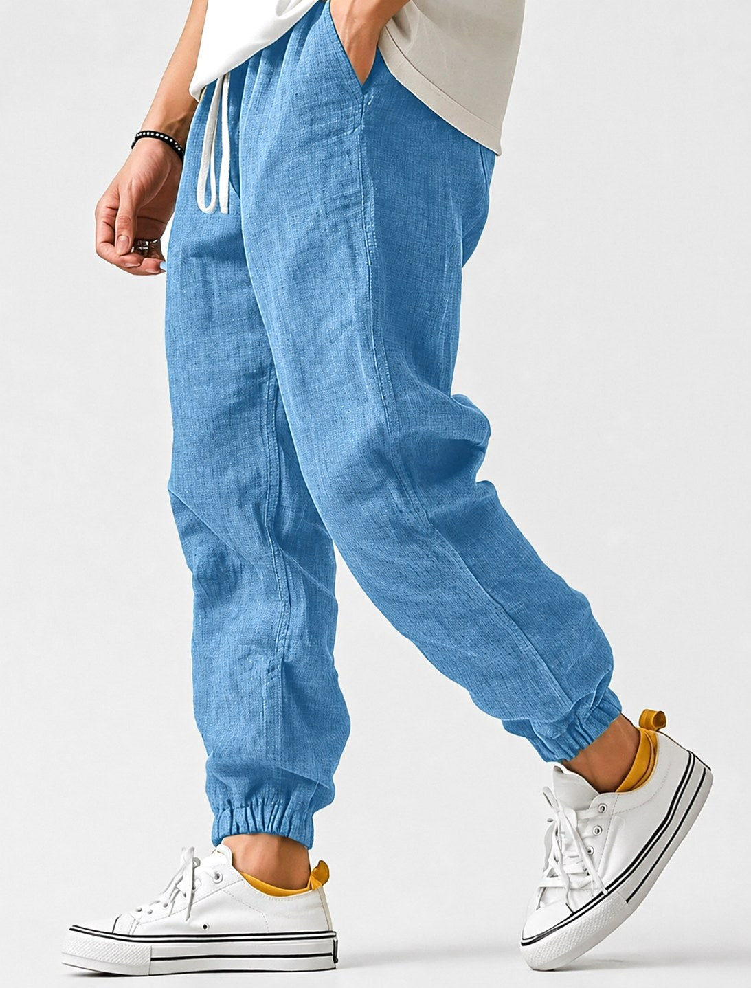 Jonas | Herren Jogger-Hose mit Tunnelzug, Tapered-Fit Sommerhose | Nomad NTS | Blau