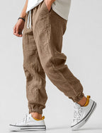 Jonas | Herren Jogger-Hose mit Tunnelzug, Tapered-Fit Sommerhose | Nomad NTS | Dunkelbraun