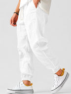 Jonas | Herren Jogger-Hose mit Tunnelzug, Tapered-Fit Sommerhose | Nomad NTS | Weiß