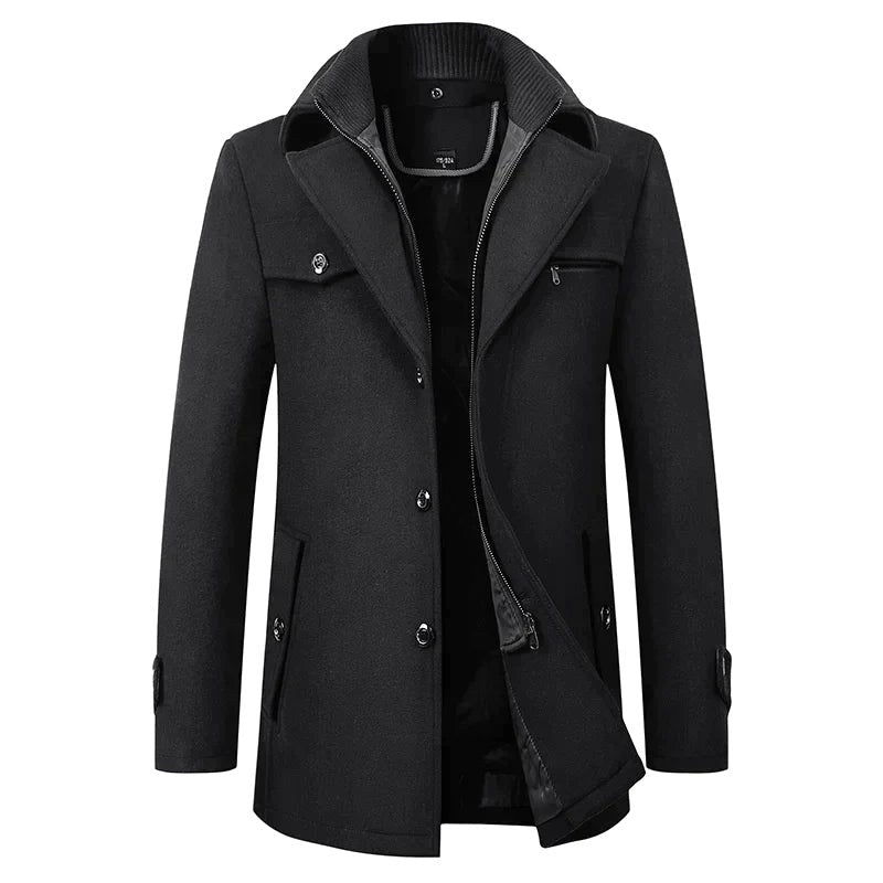 Jonathan | Herren mittellanger Kurzmantel, Herbstmantel mit Reverskragen | Nomadnts | Black