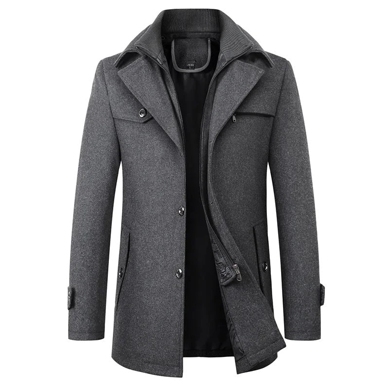 Jonathan | Herren mittellanger Kurzmantel, Herbstmantel mit Reverskragen | Nomadnts | Grey