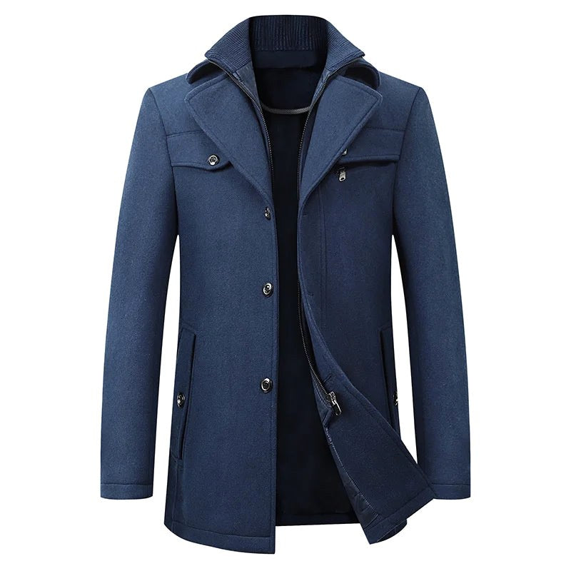 Jonathan | Herren mittellanger Kurzmantel, Herbstmantel mit Reverskragen | Nomadnts | Navy