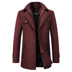 Jonathan | Herren mittellanger Kurzmantel, Herbstmantel mit Reverskragen | Nomadnts | Maroon