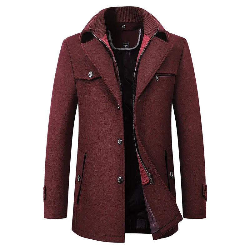Jonathan | Herren mittellanger Kurzmantel, Herbstmantel mit Reverskragen | Nomadnts | Maroon