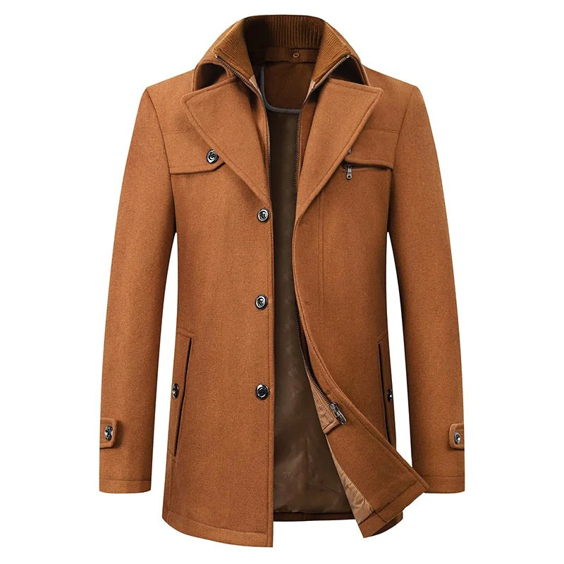 Jonathan | Herren mittellanger Kurzmantel, Herbstmantel mit Reverskragen | Nomadnts | Brown