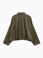 Josette | Damen Kunstwildleder-Bomberjacke mit Kragen, strukturierte Jacke mit Kragen | Nomadnts | Brown